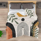 Abstract Modern Throw Blanket Boho Minimalist Mid Century Sun Aesthetic Soft Warm Bed Bedding Women Blankets for Couch Bedroom Sofa Office Cozy Flannel Blanket Orange Beige Black 30"X40"