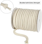 Tenn Well 8mm Cotton Rope, 66 Feet Braided Cotton Cord, Multi-Purpose Rope for Macrame Knotting, Wall Hangings, Clothes Lines, Drawstings and DIY Crafts (Beige)