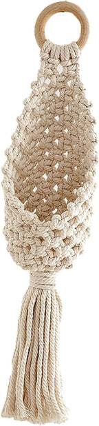 Macrame Plant Hangers, Hand Woven Wall Hanging Bohemian Jute Fruit Vegetable Basket Cotton Rope Hanging Planter Basket for Flower Pot Patio Plant Holder