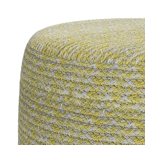 SIMPLIHOME Bayley Transitional Round Braided Pouf in Muted Yellow and Natural Cotton for the Living Room, Bedroom and Kids Room - color: Muted Yellow and Natural