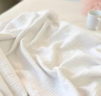 KyraHome 100% Cotton Muslin Blankets for Adults, Couch, 50"x60", Pre-Washed Plant Dyed, Breathable Lightweight Gauze Bed Blanket, All Season (White)