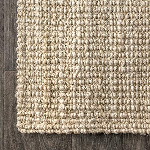JONATHAN Y Hiro Hand Woven Chunky Jute Ivory Indoor Area Rug, 4x6, Bohemian, Transitional, Easy-Cleaning for Living Room, Bedroom, Kitchen, Pet Friendly, Non-Shedding (NFR103A-4) - size: 4' x 6' (Rectangular)
