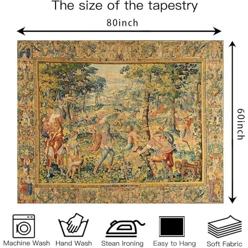 LATETOMT Renaissance Boho Tapestry Canvas Wall Art Tapestries Medieval Wall Tapestry for Bedroom Living Room Dorm Decor Tablecloth 80x60in LTMTAYW445 - color: Brown-4, size: 80"L x 60"W