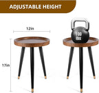 Plant Stand Indoor,Mid Century Walnut Wood Plant Table, Heavy Duty Metal Tall Flower Pot Stand,Modern Round Small Side End Table with Raised Design(12"x17") (2, 12 x 17 in)