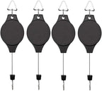 4 Pack Plant Hook Pulley, Retractable Plant Hanger Easy Reach Hanging Flower Basket for Garden Baskets Pots and Birds Feeder Hang High up and Pull Down to Water Or Feed