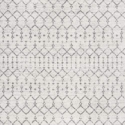 JONATHAN Y Boho Vintage Diamond Cream/Gray Square Area Rug 4X4 ft, Moroccan Hype for Living Room, Bedroom, Kitchen, Office, Easy-Cleaning, High Traffic, Pet-Friendly, Non-Shedding (MOH101B-4SQ) - color: Cream/Gray, size: 4' x 4' (Square)