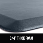 GORILLA GRIP Comfortable Cushioned Kitchen Mats for Floor, 48x20, Waterproof and Stain Resistant Soft Top, 3/4 Inch Thick Ergonomic Standing Desk Anti Fatigue Mat, Foam Supports Ankles, Feet, Charcoal