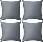 Thmyo 4-Pack 100% Cotton Comfortable Solid Decorative Throw Pillow Case, Square Cushion Cover Pillowcase Sublimation Blank Pillow Covers DIY Throw Pillowcase for Sofa(16x16 inch/ 40x40cm, Dark Grey)