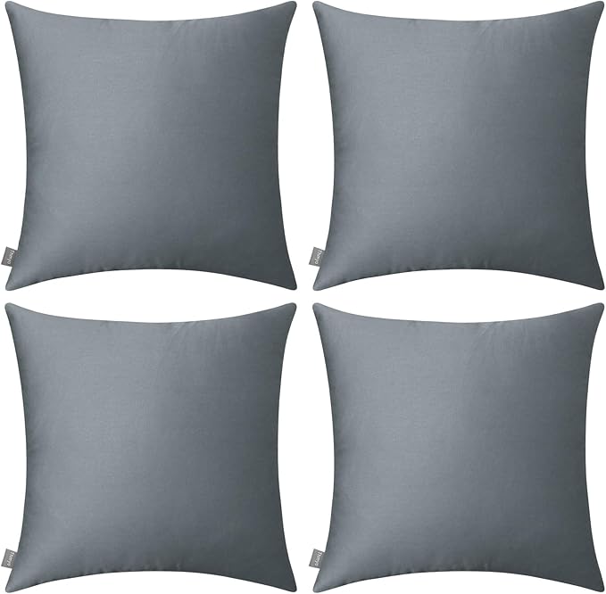 Thmyo 4-Pack 100% Cotton Comfortable Solid Decorative Throw Pillow Case, Square Cushion Cover Pillowcase Sublimation Blank Pillow Covers DIY Throw Pillowcase for Sofa(24x24 inch/ 60x60cm, Dark Grey)