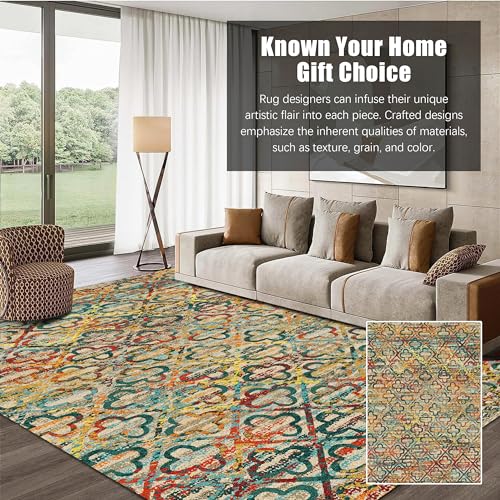 RUGSURE Washable Area Rugs, 3' x 5 ' - 1/6 Thick - Stain & Water Resistant Non-Slip - Perfect Resistant Rug for Living Room, Bedroom, Nursery, Pet & Child Friendly, Vibrant Colors Rugs, Multicolor - color: Grass-multicolor, size: 3' x 5' (Rectangular)
