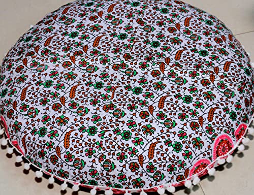 Large Round seat Floor Cushion Chair Ottoman Cover Pouf Pillow Meditation Floor Cushions for Adults Seating pouffe Ottoman Throw Covers Craft Room Furniture for Sitting Cover 22 Inches (Musturd) - color: Musturd