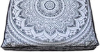 ICC Large Square Floor Pillow Cover Hippie Ottoman Pouf Cover Daybed Cotton Mandala Cushion Cover with Heavy Duty Zipper Seating Ottoman Poufs Dog-Pets Bed (Gray Ombre, 35" Square)