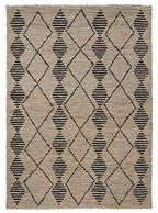 SAFAVIEH Bohemian Collection 5' x 8' Beige / Black BOH703Z Handmade Moroccan Tribal Jute Area Rug - size: 5' x 8' (Rectangular)