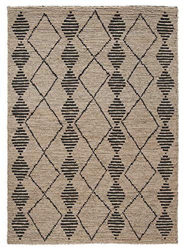 SAFAVIEH Bohemian Collection 5' x 8' Beige / Black BOH703Z Handmade Moroccan Tribal Jute Area Rug - size: 5' x 8' (Rectangular)