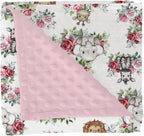 Cute Jungle Safari Animals Roses Leaves Baby Blankets for Girl Boy Lion Giraffe Elephant Zebra Soft Mink Dotted Backing Double Layer Swaddle Blanket Bed Throw for Newborn Infant Toddler Nursery 30x40