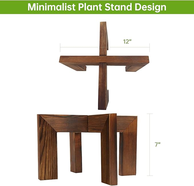 2 Pack Wood Plant Stand Indoor Holders for Plants, Sturdy Flower Pot Stands Plants Shelf, Wooden Stool for Patio Plant Stand, Fit 5-18 Inch Variety Flower Pots, Easily Assemble
