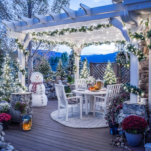 JMEXSUSS 2 Pack Solar String Lights Outdoor Waterproof, Total 400 LED 151FT Solar Christmas Lights Outdoor, 8 Modes Christmas Light for Outside Patio Yard Tree Decorations, White - color: White, size: 200LED*2
