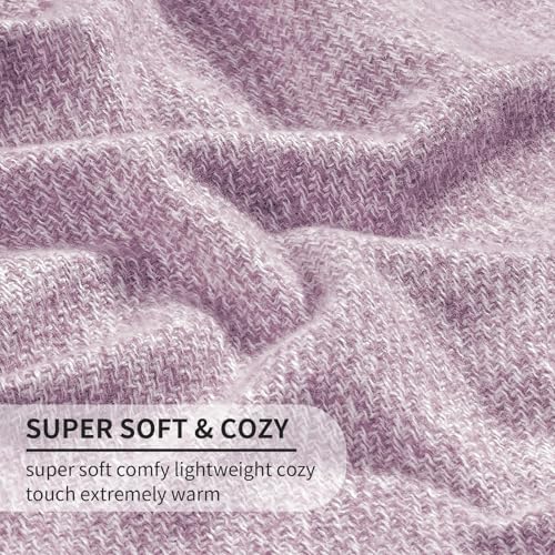 BOURINA Faux Cashmere Fringe Throw Blanket Decorative Lightweight Throw Soft Cozy for Bed or Sofa Outdoor Blanket, 50x70 Inches Purple - color: Purple, size: 50"x70"