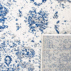 SAFAVIEH Madison Collection Runner Rug - 2'3" x 6', White & Royal Blue, Boho Chic Distressed Design, Non-Shedding & Easy Care, Ideal for High Traffic Areas in Living Room, Bedroom (MAD611C) - color: White/Royal Blue, size: 2'3" x 6' (Runner)
