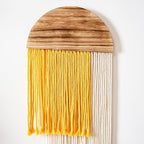 Macrame Wall Hanging, Boho Woven Tapestry, Modern Tassel Wall Decor, Handmade Wall Art Tapestry for Bedroom, Living Room, Home, Bohemian Apartment Decoration Ornament Craft (Yellow Semicircle)