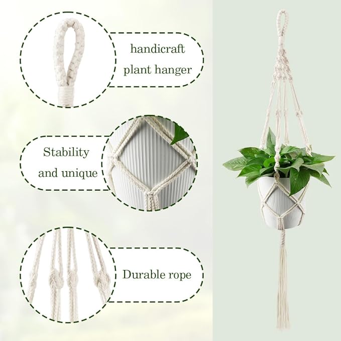 Hanging Planter for Indoor Plants,Macrame Plant Hanger,Plant Hanger,Hanging Plant Holder,Plant Hangers,Plant Holder,Plant Hangers Indoor (2 Ivory)