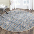 SAFAVIEH Cape Cod Collection 8' Round Natural / Blue CAP354A Handmade Flatweave Diamond Braided Jute & Denim Area Rug - color: Natural/Blue, size: 8' (Round)