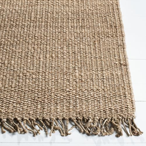 SAFAVIEH Natural Fiber Collection Accent Rug - 2' x 3', Grey, Handmade Boho Fringe Woven Jute, Ideal for High Traffic Areas in Entryway, Living Room, Bedroom (NF368C) - color: Grey, size: 2' x 3' (Rectangular)