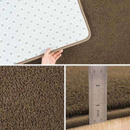 Pettop 4x6 ft Light Brown Area Rugs for Bedroom Living Room, Washable Memory Foam Indoor Carpet, Modern Aesthetic Minimalist Non Slip Soft Comfy Carpet for Boys Girls Dorm Home Decor - color: Light Brown, size: 4' X 6' (Rectangular)