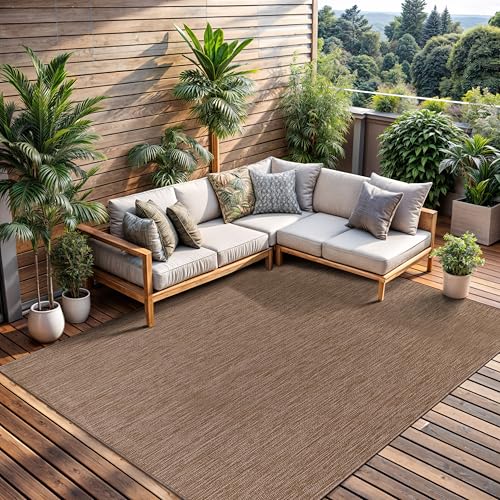 CAMILSON Outdoor Rug 6x9 Modern Area Rugs for Indoor and Outdoor Patios and Porches - Waterproof, Washable, Non-Shedding, Easy-to-Clean Outside Carpet (6 x 9, Solid - Jute) - color: Solid - Natural, size: 6'7" x 9' (Rectangular)