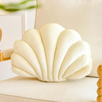 Cream Seashell Throw Pillows, Shell Shaped Throw Pillows, 18 Inch Soft Velvet Home Decorative Pillow Plush Cushion for Bed Couch Living Sofa Room Decor Accent Throw Pillow