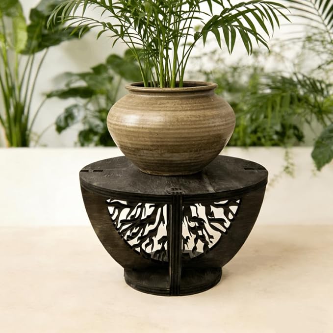 Indoor Wooden Plant Stand Holder for Sill, Desktop, - Single Flower Pot Rack for Small Plants - Unique Tree Root Design Elevate Your Plants in Style and Provide Additional Sunlight