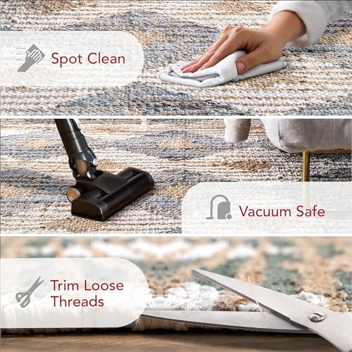 nuLOOM Hand Braided Marla Denim And Jute Diamonds Area Rug, 6x9, Off-white - color: Marla Off-white, size: 6' x 9' (Rectangular)