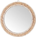 SWTHONY 15 Inch Boho Round Hanging Wall Mirror Decorative Rattan Circle Mirrors for Farmhouse, Living Room, Bedroom