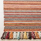 SAFAVIEH Area Rug 8x10 - Montauk Collection - Large - Rust & Multi, Handmade Cotton, Boho Stripe Fringe Design, Ideal for Living Room, Bedroom, Office, Dining Space (MTK901D) - color: Rust/Multi, size: 8' x 10' (Rectangular)