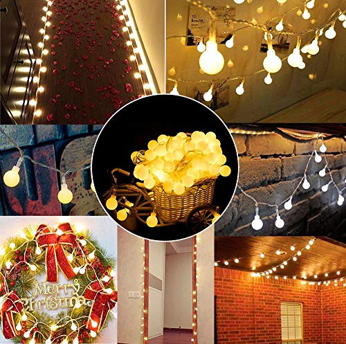 Globe String Lights Battery Operated Warm White ，Water proof 2 Pack 19.7FT 40 LED Globe Fairy String Light 8 Modes with Remote Control , for Home, Party, Christmas, Wedding, Garden Decoration - color: 19.7FT Globe lights-2Pack