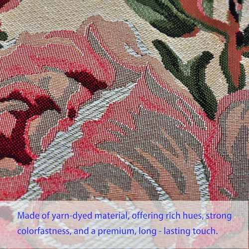 Vintage Floral Tapestry Pillow Cover | Elegant Rose Pattern Decorative Square Cushion Case | European Inspired Throw Pillow Sham for Couch Bed Sofa Decor - 18x18 Inch (Peonies in Pink and Beige) - color: Peonies in Pink and Beige