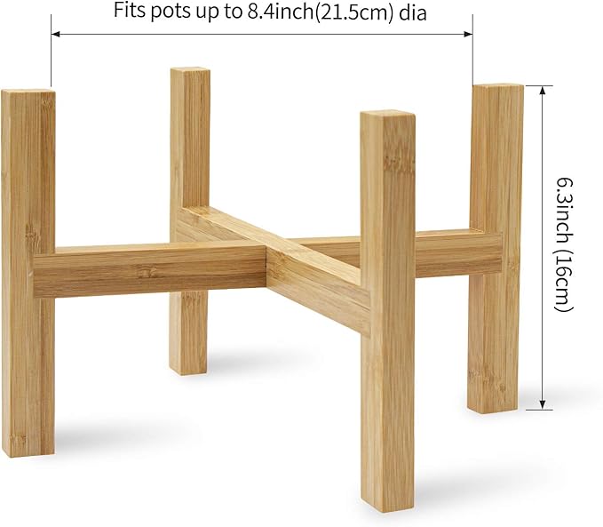 DAORFAA Bamboo Plant Stand, Flower Potted Holder, up to 8 Inch Pot - Nature, Mid Century Modern (Pot Not Included) (2 Pack)