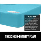 GORILLA GRIP Extra Thick Patent Pending Supportive Foam Kneeling Pad, 2 PK, Large Cushion Knee Pads for Gardening, Baby Bath, Dirt and Water Resistant, Workout, Garden Supplies, 17.5x11 Turquoise