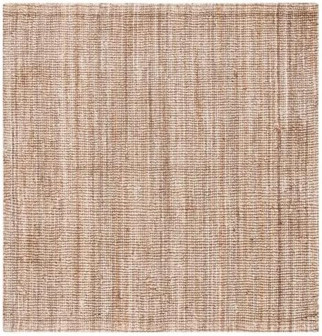 SAFAVIEH Natural Fiber Collection Area Rug - 5' Square, Grey, Handmade Farmhouse Country Boho Rustic Jute, Ideal for High Traffic Areas in Living Room, Bedroom (NF808F)