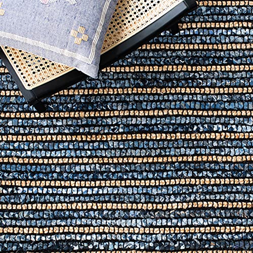 SAFAVIEH Cape Cod Collection Area Rug - 10' x 14', Blue & Natural, Handmade Flat Weave Braided Jute & Cotton, Ideal for High Traffic Areas in Living Room, Bedroom (CAP363A) - size: 10' x 14' (Rectangular)