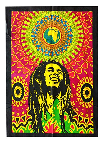 Rastogi Handicrafts Guitar 40" X 30" Poster Size Tapestry Decorative Indian Dorm Decor Cotton Tapestry Indian Multi Colored Wall Poster Indian Deity (RH-145) - color: Rh-145
