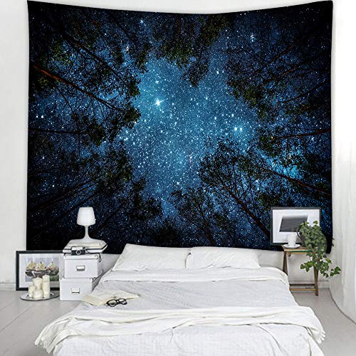 Llamazing Forest Landscape Tapestry for Living Room & Bedroom - Magic Tapestry Curtain (Looking Up at The Stars, 60''L51''W) - color: Looking Up at The Stars, size: 60"L x 51"W