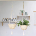 Natural Hanging Seagrass Plant Baskets, Macrame Plant Hangers, Indoor Boho Plant Hanger, for Indoor Outdoor Home Decorations Fence Planters Plant Flower Pots