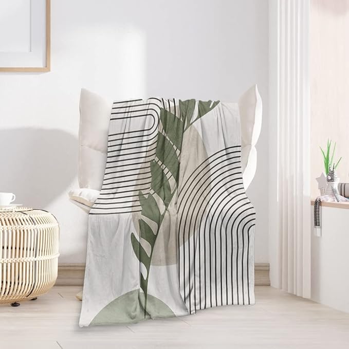 Boho Mid Century Throws Blankets Beige Yellow Modern Abstract Throw Blankets Minimalist Sun Boho Geometric Aesthetic Soft Warm Bed Bedding Women Blankets for Couch Bedroom Office 70"x80"