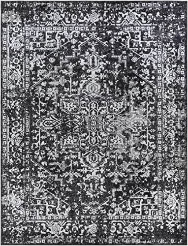 Hauteloom Eon Medallion Small Area Rug - Moroccan Bohemian Farmhouse - Black, White, Ivory - 2' x 3' - color: Black, Charcoal, Light Slate / Painswick, size: 1'11" x 2'11" (Rectangular)