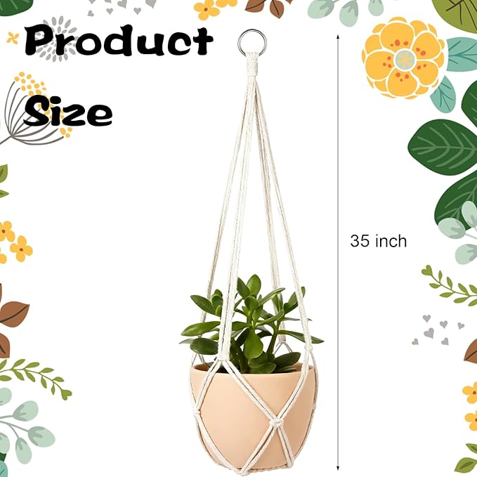 2Pcs Macrame Plant Hanger Plant Hanger Indoor Hanging Planters for Indoor Plants Decorative Modern Style Hand Knotted Woven Cotton Rope for Boho Home Decor No Tassels