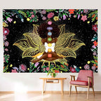 Ine Ive African Chakra Tapestry African American Woman Zen Meditation Tapestries 60x40 Inch Starry Sky Flower Garden Inspirational Afro Yoga Wall Art Poster for Bedroom Dorm Decor - size: 60"L x 40"W