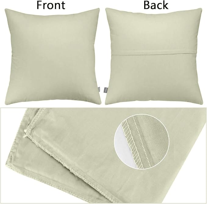 Thmyo 4-Pack 100% Cotton Comfortable Solid Decorative Throw Pillow Case Square Cushion Cover Pillowcase Sublimation Blank Pillow Covers DIY Throw Pillowcase for Sofa Bedroom(20x20 inch/ 50x50cm,Beige)