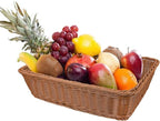 Yarlung 2 Pack Woven Bread Basket, Plastic Wicker Fruit Baskets 15.7 x 11.4 Inch, Imitation Rattan Food Serving Trays for Vegetables, Kitchen, Restaurant, Outdoor, Brown