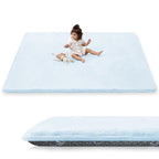 1.5" Thick Baby Play Mat for Floor, 59x79 Playpen Mat, Pro Soft Flannel Foam Mats Toddler Infant Kids Crawling for Nursery Rug Playroom Living Room Waterproof Easy Care Non-Slip (Baby Blue)